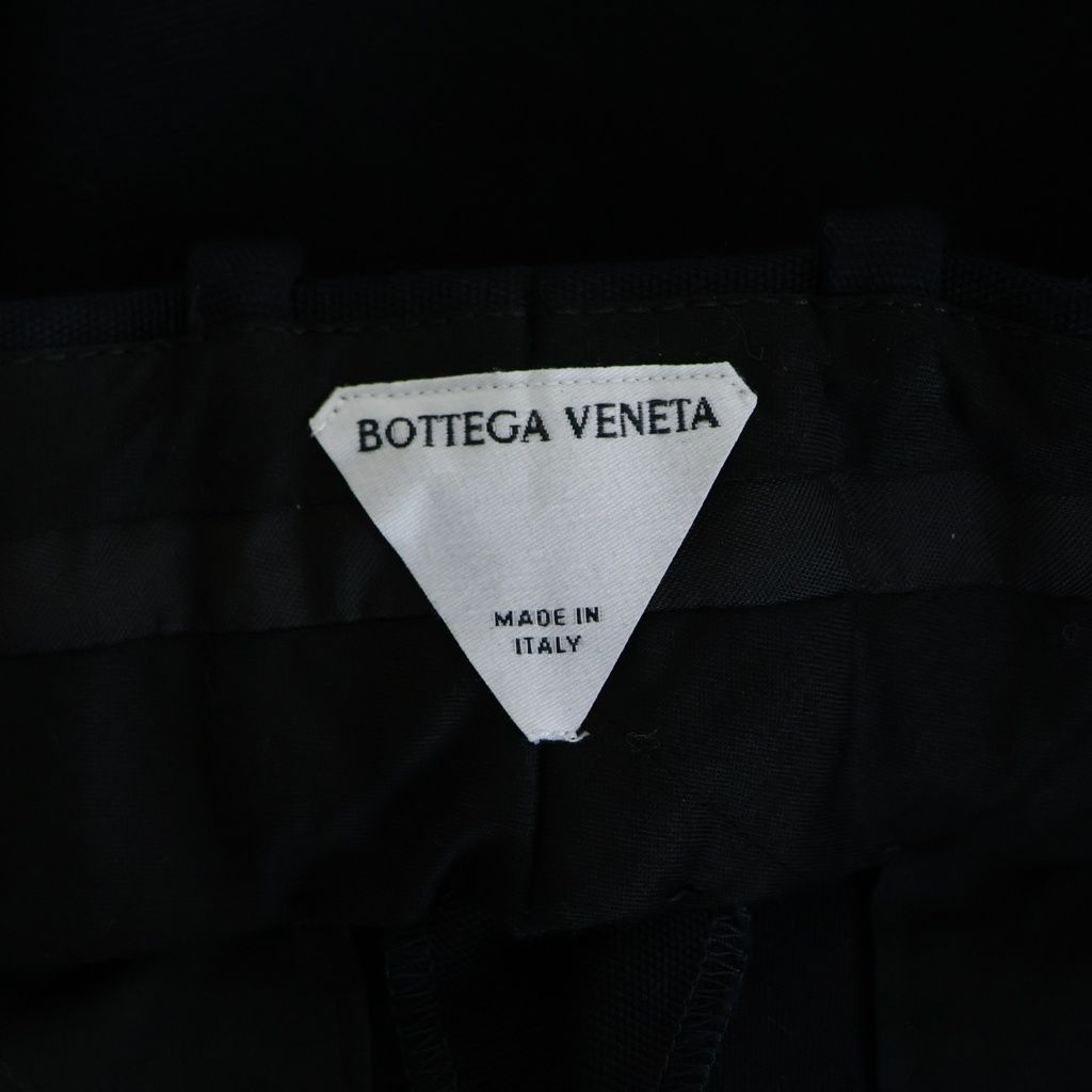 Bottega Veneta Cotton Canvas Lace Up Pants High Waist Side Trousers Navy — view 7