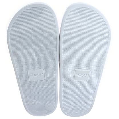 Moncler Basile Tricolor Shower Slide Sandals White — view 5