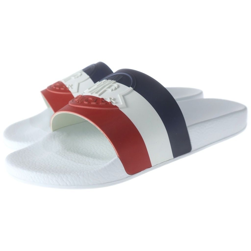 Moncler Basile Tricolor Shower Slide Sandals White — view 2
