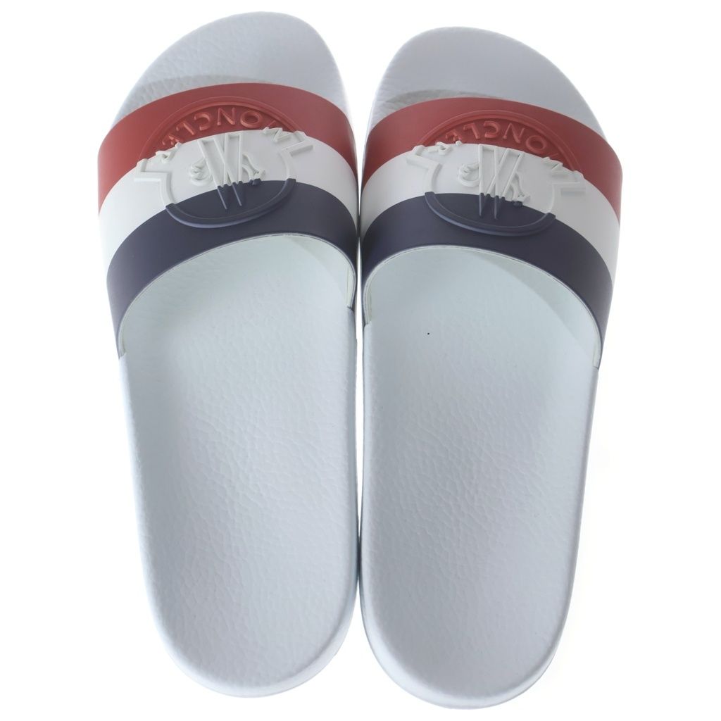 Moncler Basile Tricolor Shower Slide Sandals White — view 4