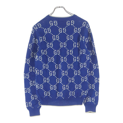 Gucci GG Cotton Knit Sweatshirt All Over Pattern Jacquard Crew Neck Sweater — view 2