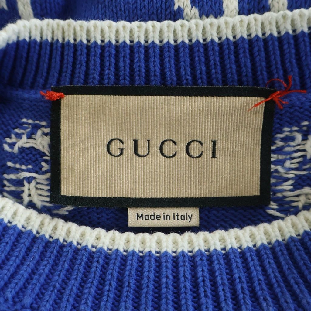Gucci GG Cotton Knit Sweatshirt All Over Pattern Jacquard Crew Neck Sweater — view 5