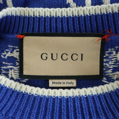 Gucci GG Cotton Knit Sweatshirt All Over Pattern Jacquard Crew Neck Sweater — view 5