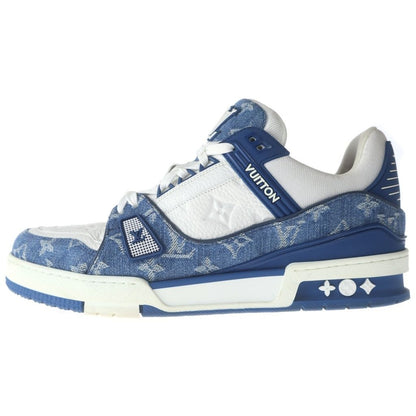 Louis Vuitton LV Trainer Line Monogram Denim Lace Up Sneakers Indigo White