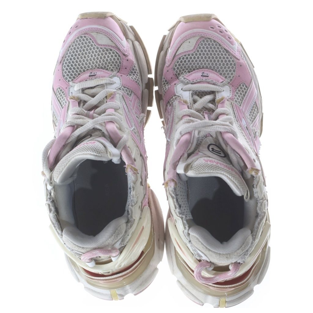 Balenciaga Runner Sneaker Lace Up Distressed Low Cut White Pink — view 4