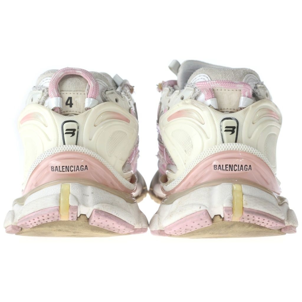 Balenciaga Runner Sneaker Lace Up Distressed Low Cut White Pink — view 3