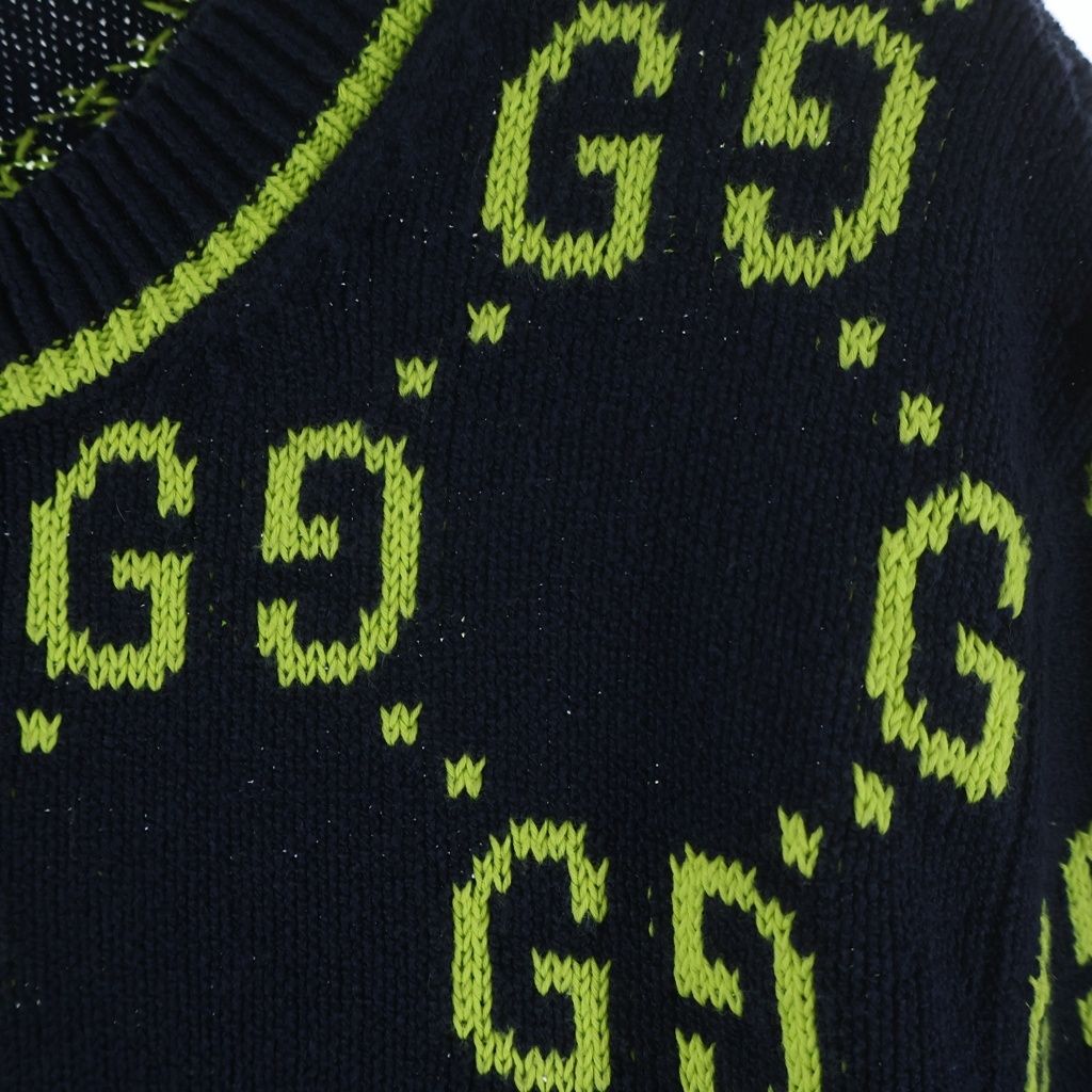 Gucci GG Cotton Knit Sweatshirt All Over Pattern Jacquard Crew Neck Sweater — view 4