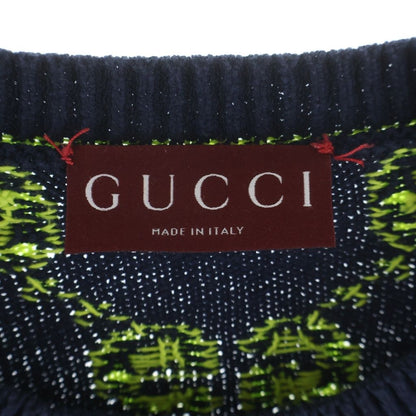 Gucci GG Cotton Knit Sweatshirt All Over Pattern Jacquard Crew Neck Sweater — view 6
