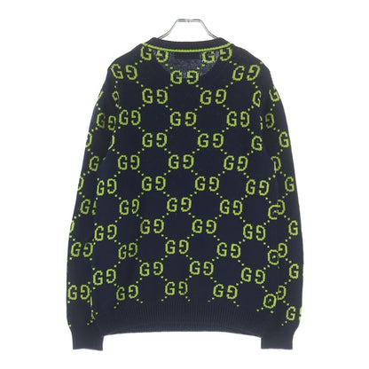 Gucci GG Cotton Knit Sweatshirt All Over Pattern Jacquard Crew Neck Sweater — view 2