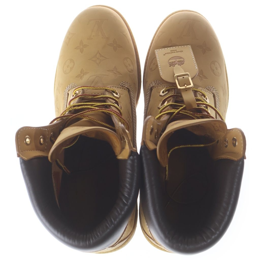 Louis Vuitton Timberland Monogram Contrast Leather Ankle Boots Brown — view 4