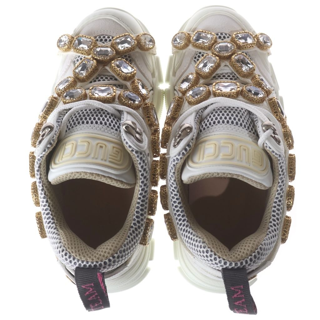 Gucci Flashtrek Crystal Low Cut Sneakers White GG — view 4