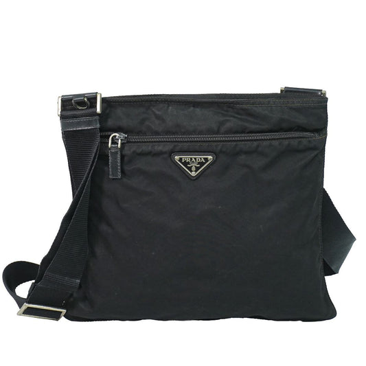 Prada Nylon Shoulder Bag Pochette Black