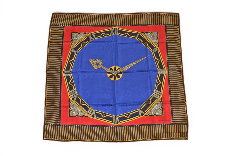 Cartier Scarf Must de Cartier Silk Watch Motif Red Blue