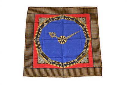 Cartier Scarf Must de Cartier Silk Watch Motif Red Blue
