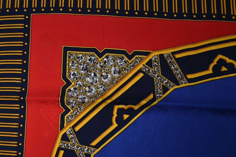 Cartier Scarf Must de Cartier Silk Watch Motif Red Blue — view 6