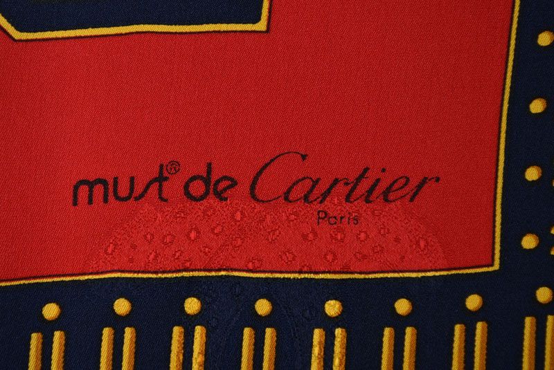 Cartier Scarf Must de Cartier Silk Watch Motif Red Blue — view 4