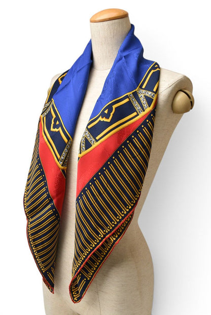 Cartier Scarf Must de Cartier Silk Watch Motif Red Blue — view 7