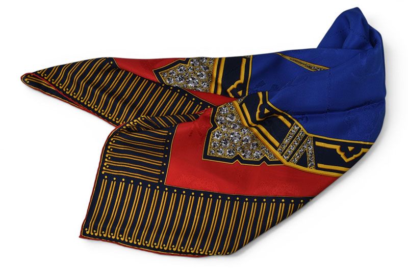 Cartier Scarf Must de Cartier Silk Watch Motif Red Blue — view 3