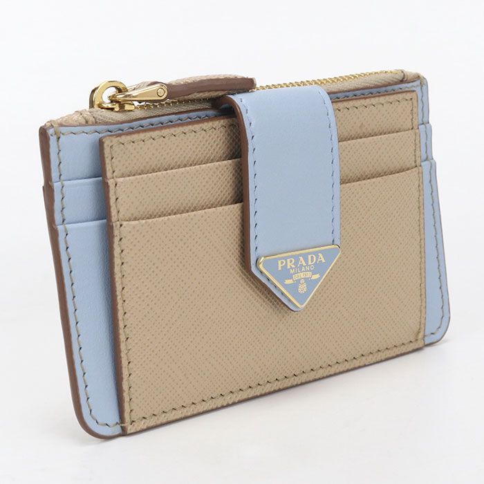 Prada Fragment Case Triangle Logo Coin Purse Leather