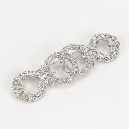 Chanel Rhinestone CC Logo Brooch Metal