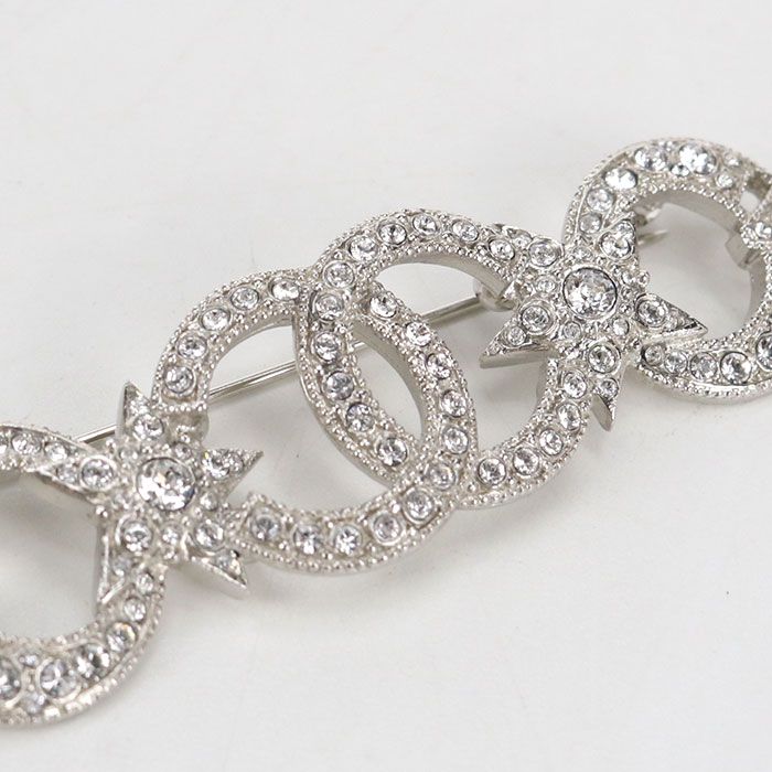 Chanel Rhinestone CC Logo Brooch Metal — view 3