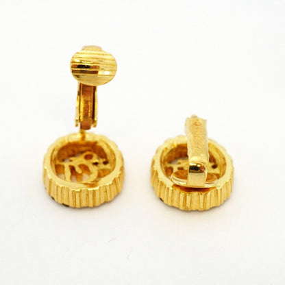 Dior Earrings Logo Oval Gold Plated Rhinestone — view 3