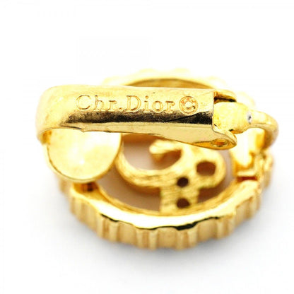 Dior Earrings Logo Oval Gold Plated Rhinestone — view 4