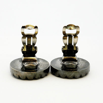 Chanel Earrings Vintage CC Logo Metal Gold Black Cles — view 6