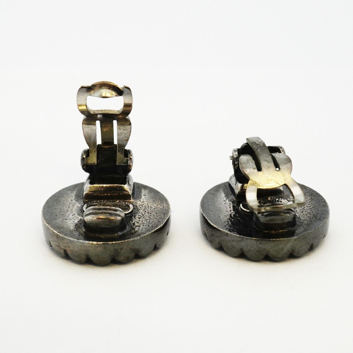 Chanel Earrings Vintage CC Logo Metal Gold Black Cles — view 3