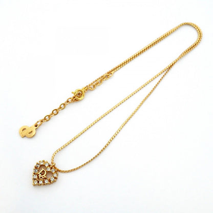 Dior Necklace Logo Heart Motif Gold Plated Rhinestone — view 3