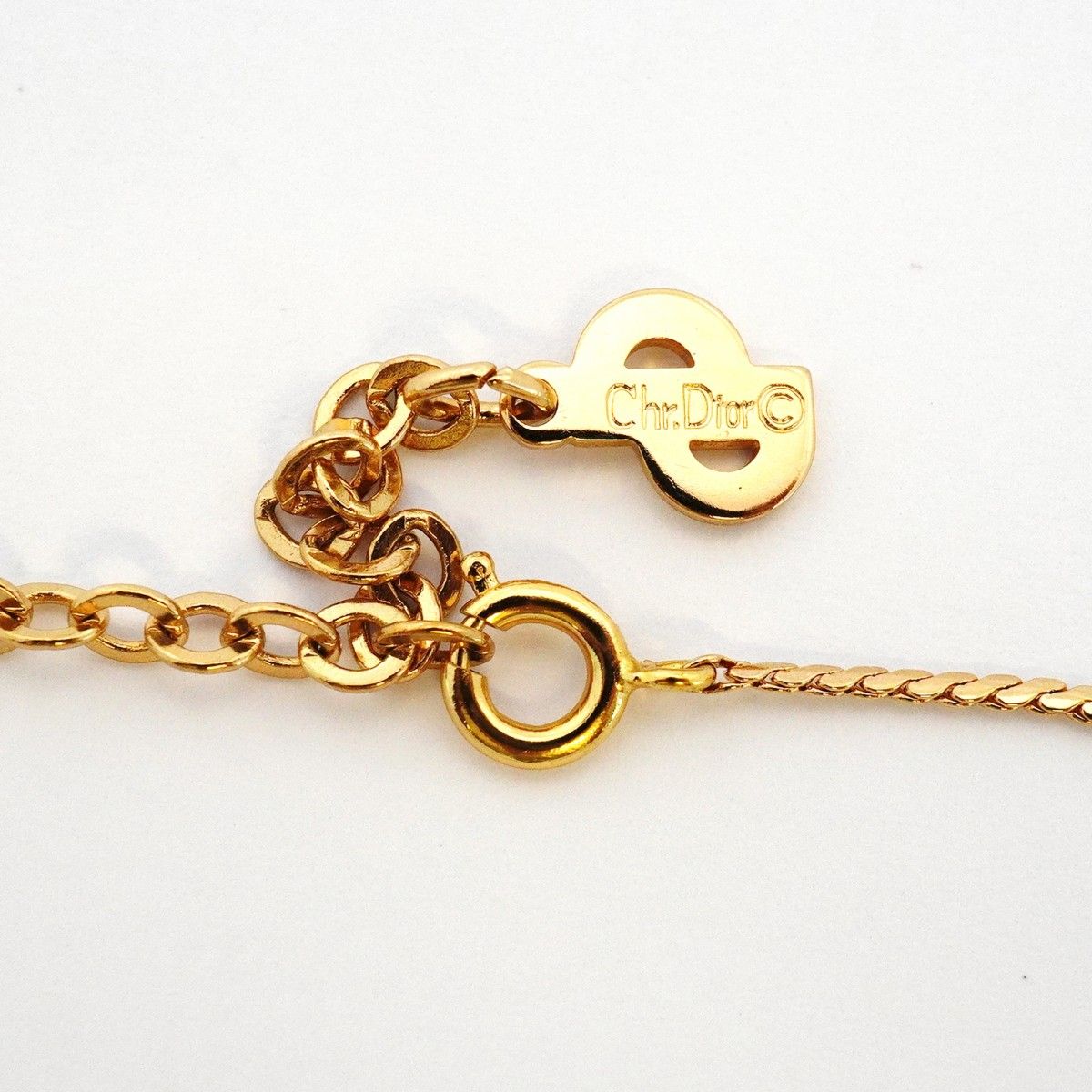 Dior Necklace Logo Heart Motif Gold Plated Rhinestone — view 4