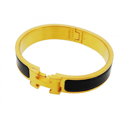 Hermes Bangle Clic Clac PM Gold Plated Black Cles Dies Bracelet