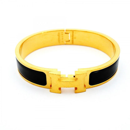 Hermes Bangle Clic Clac PM Gold Plated Black Cles Dies Bracelet — view 4