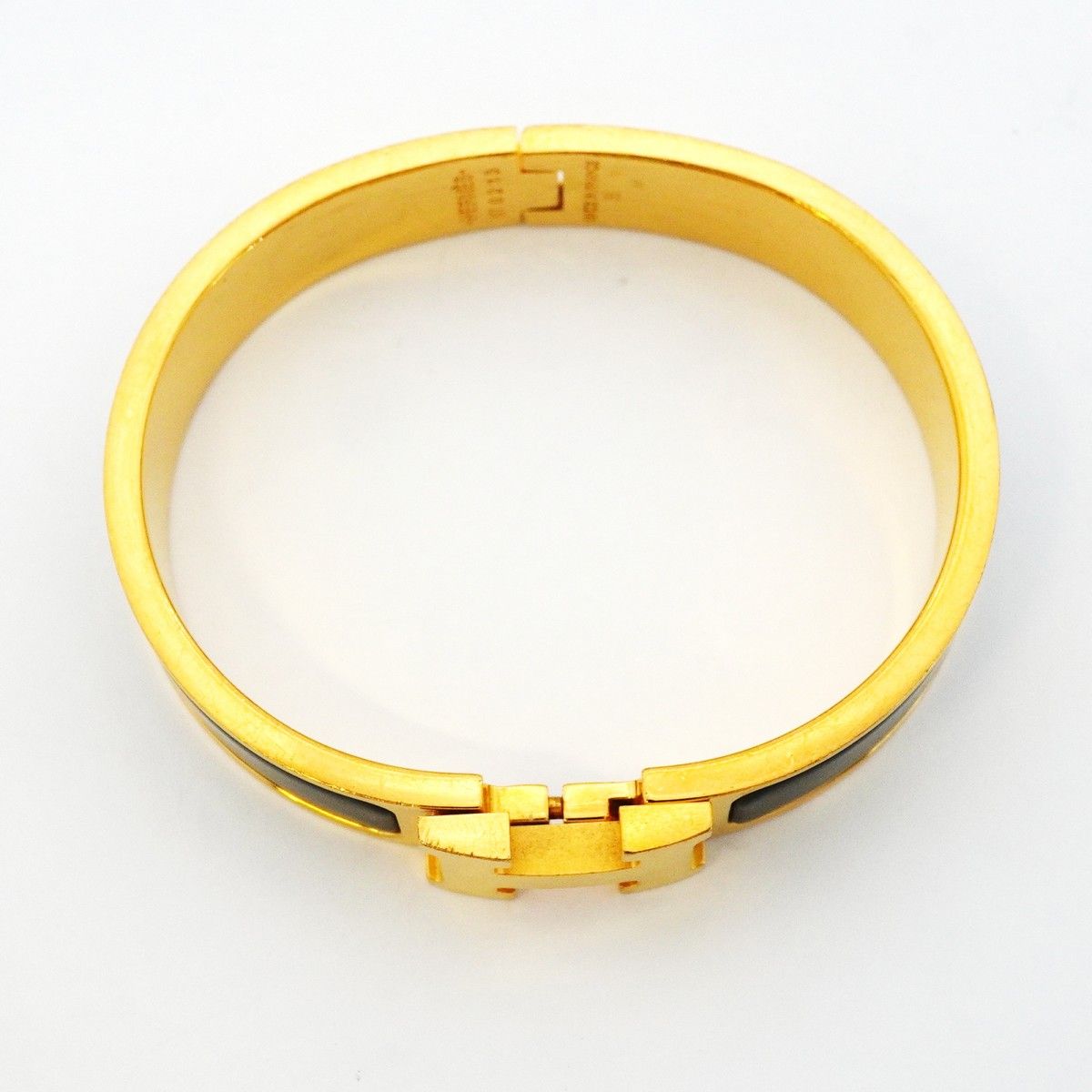 Hermes Bangle Clic Clac PM Gold Plated Black Cles Dies Bracelet — view 3