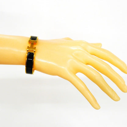 Hermes Bangle Clic Clac PM Gold Plated Black Cles Dies Bracelet — view 6