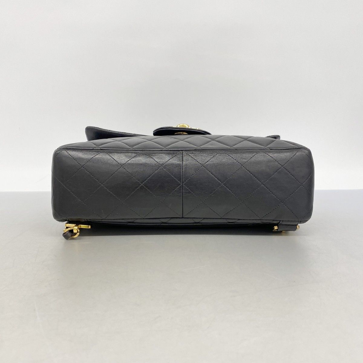 Chanel Backpack Quilted Jumbo CC Logo Lambskin Black Gold — view 3