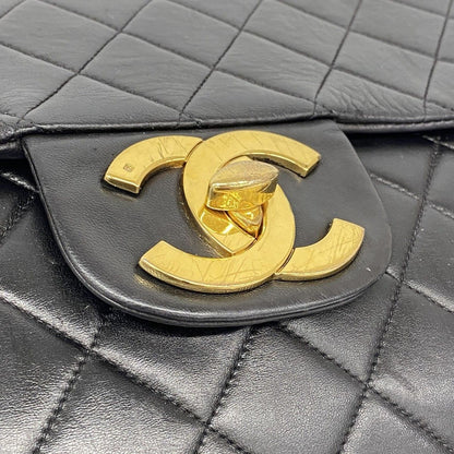 Chanel Backpack Quilted Jumbo CC Logo Lambskin Black Gold — view 9