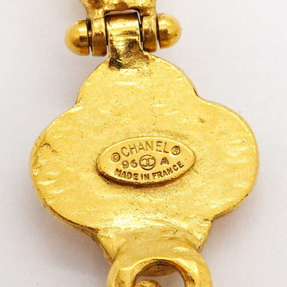 Chanel Necklace Vintage CC Logo Clover Motif Gold Plated — view 5