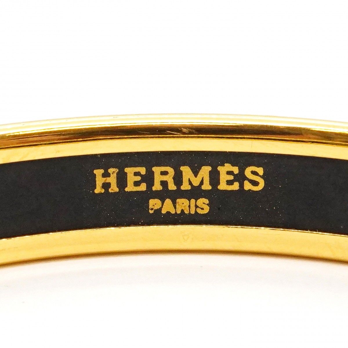 Hermes Bangle Enamel PM Gold Plated Cloisonne Blue Bracelet — view 4