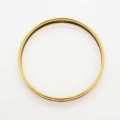 Hermes Bangle Enamel PM Gold Plated Cloisonne Blue Bracelet — view 3