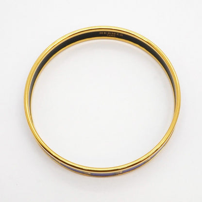 Hermes Bangle Enamel PM Gold Plated Cloisonne Blue Bracelet — view 3