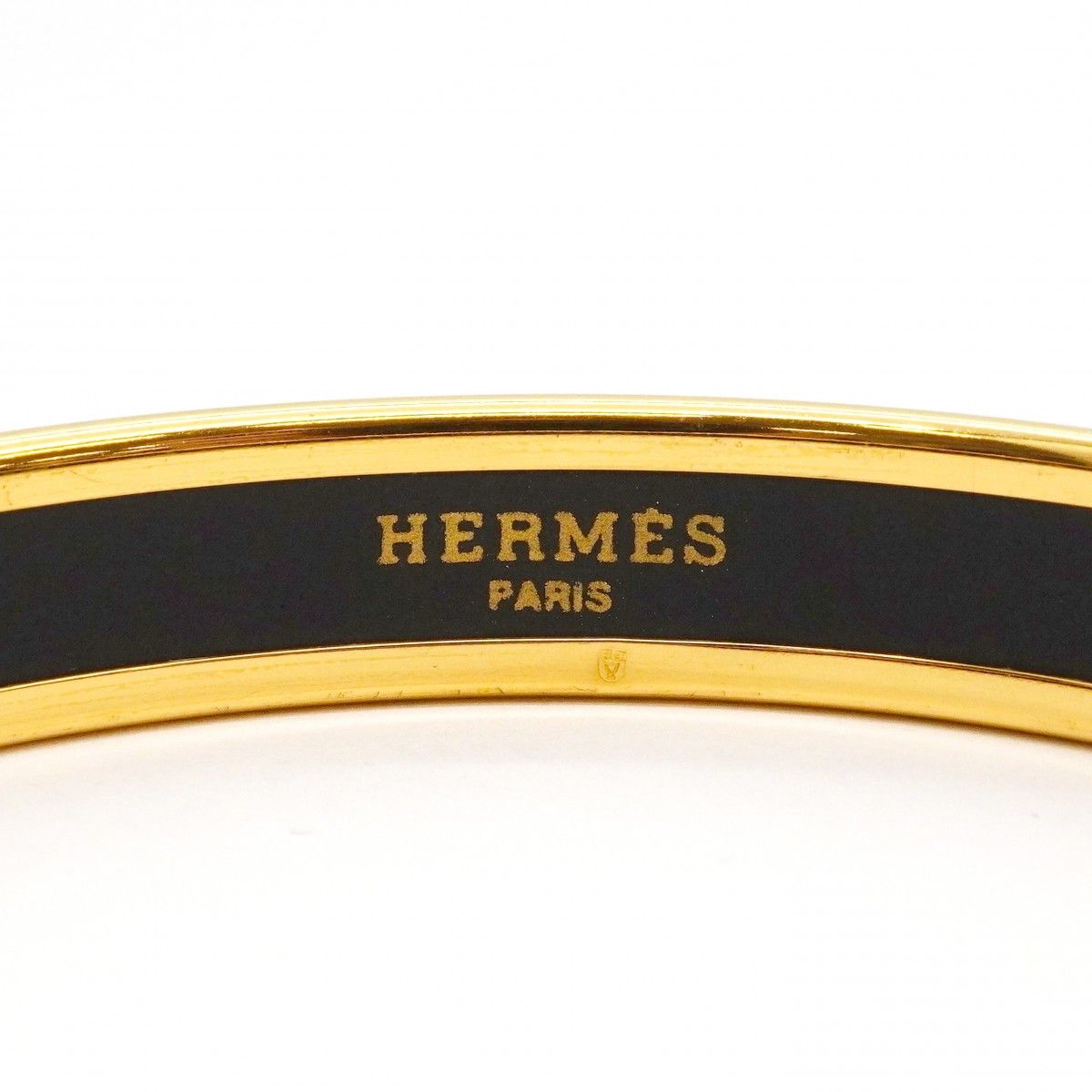 Hermes Bangle Enamel PM Gold Plated Cloisonne Blue Bracelet — view 4