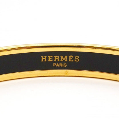 Hermes Bangle Enamel PM Gold Plated Cloisonne Blue Bracelet — view 4
