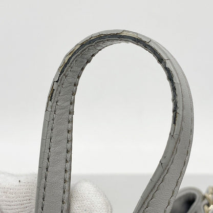 Chanel Shoulder Bag Quilted Lambskin Gray Champagne Gold — view 9