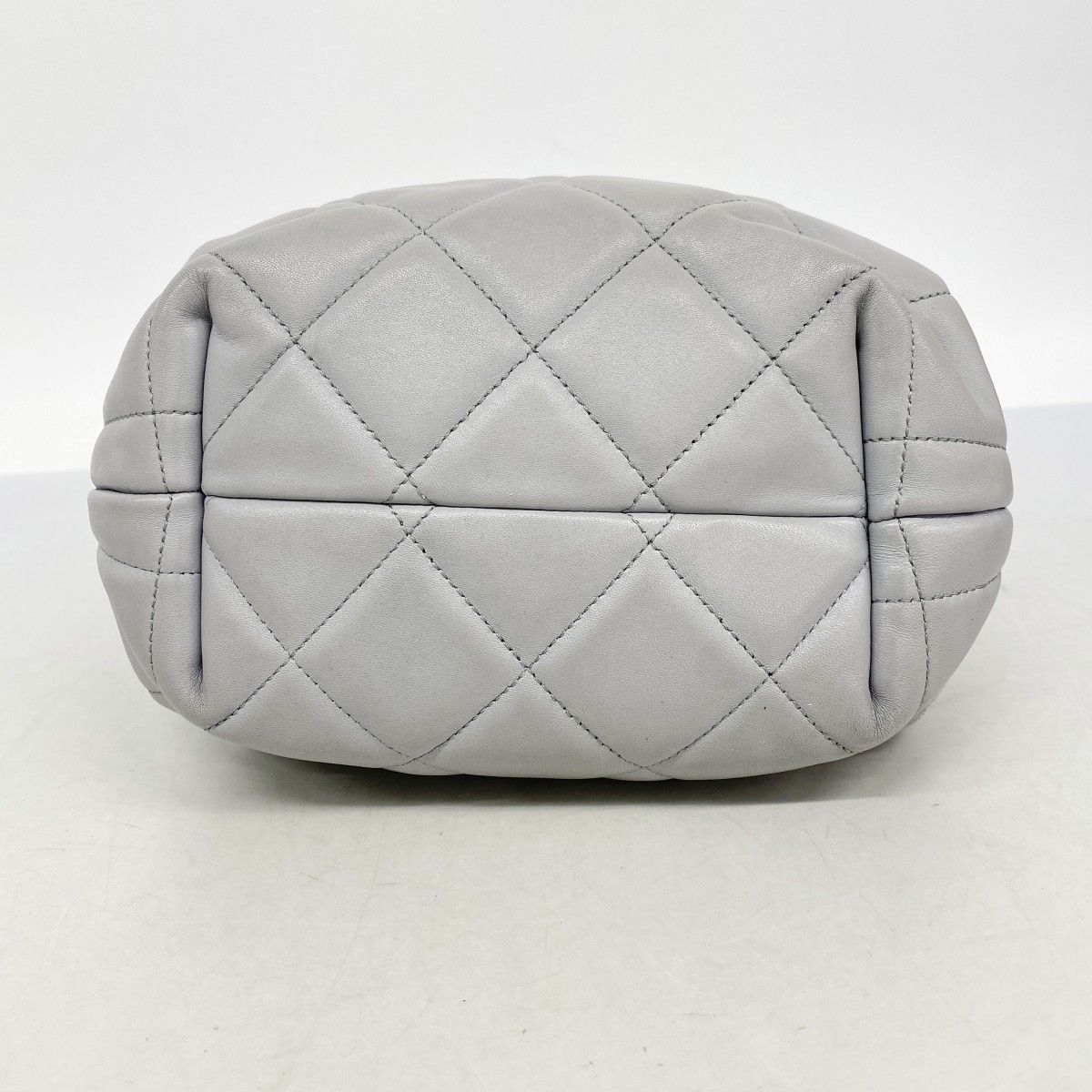 Chanel Shoulder Bag Quilted Lambskin Gray Champagne Gold — view 3