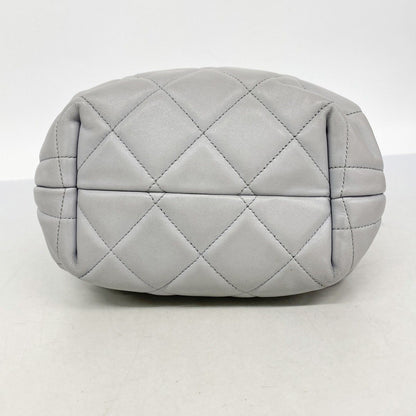 Chanel Shoulder Bag Quilted Lambskin Gray Champagne Gold — view 3