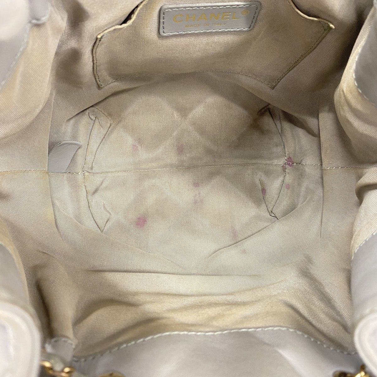 Chanel Shoulder Bag Quilted Lambskin Gray Champagne Gold — view 4