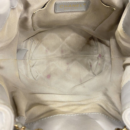 Chanel Shoulder Bag Quilted Lambskin Gray Champagne Gold — view 4