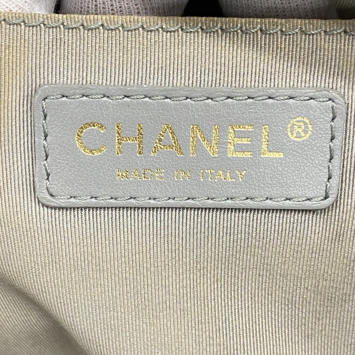 Chanel Shoulder Bag Quilted Lambskin Gray Champagne Gold — view 5