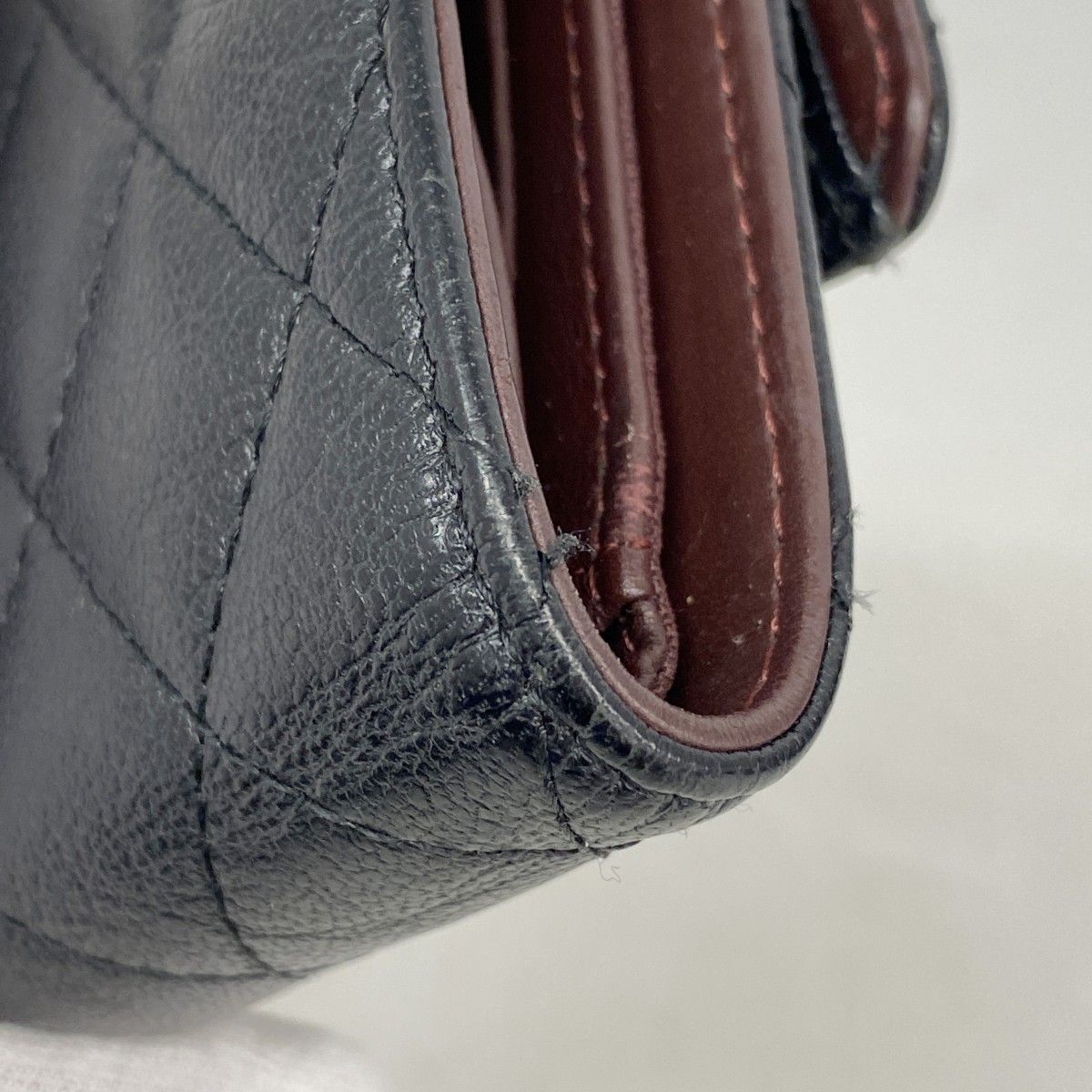 Chanel Trifold Wallet Quilted Caviar Leather Black Silver — view 5